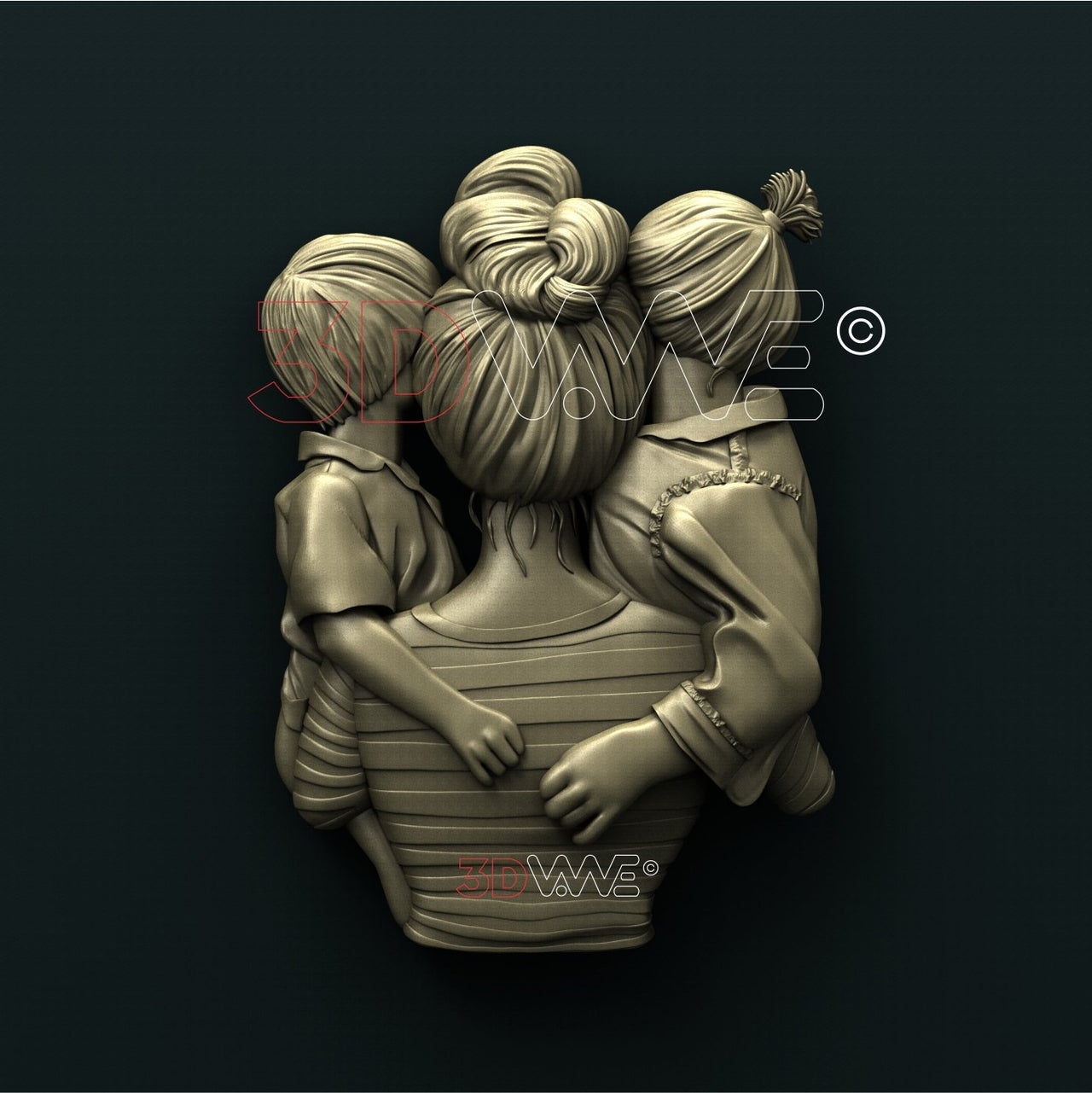 MOTHER WITH DAUGHTER AND SON 3D STL 3DWave