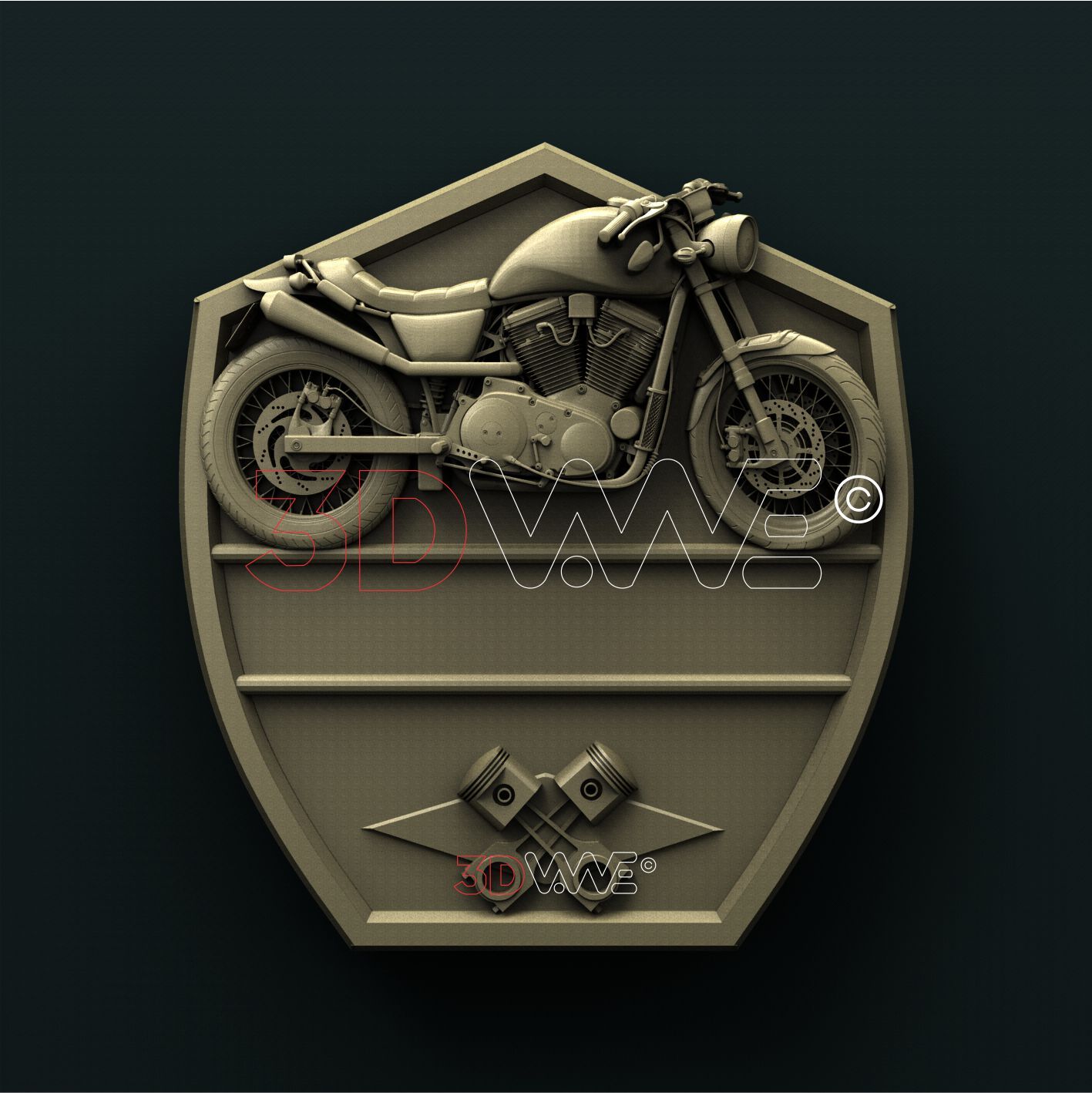 MOTORCYCLE SIGN 3D STL - - 3DWave.us