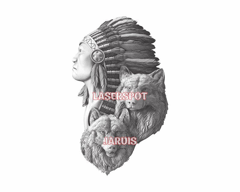 Native american 3d illusion & laser-ready files - 3DWave.us