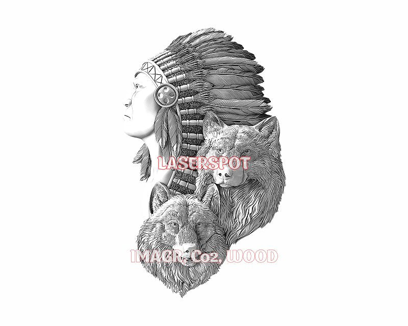 Native american 3d illusion & laser-ready files - 3DWave.us