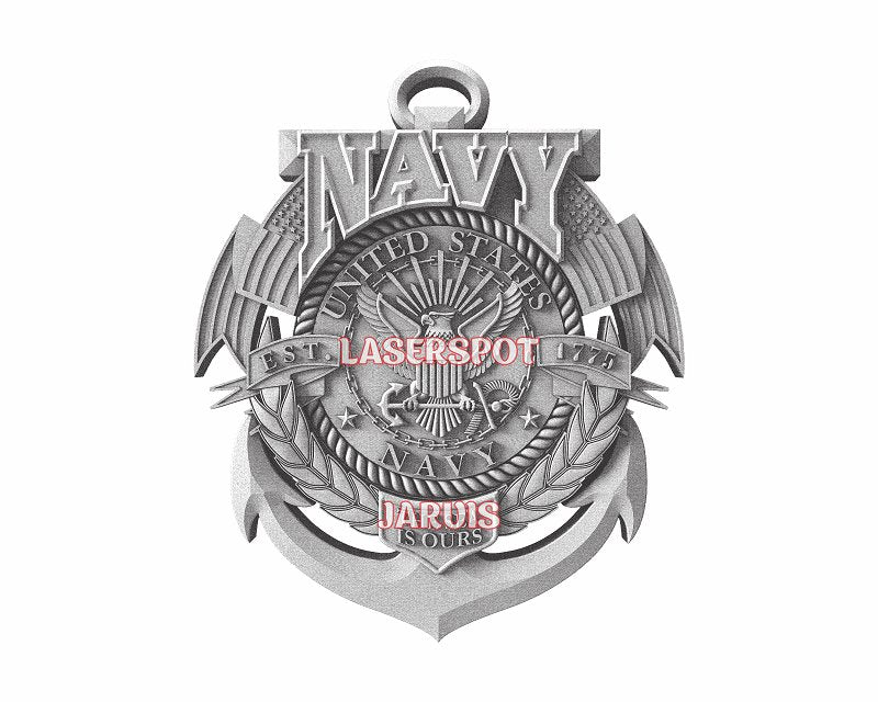 Navy 3d illusion & laser-ready files - 3DWave.us