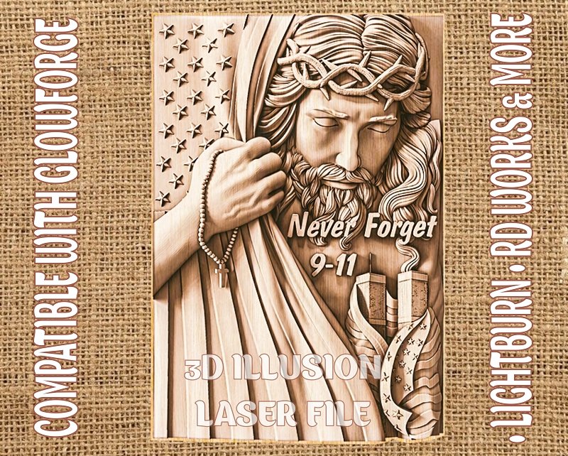 NEVER FORGET 3d illusion & laser-ready files 3DWave.us