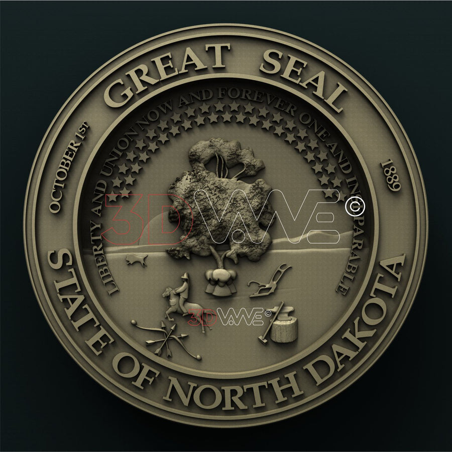 NORTH DAKOTA STATE SEAL 3D STL 3DWave