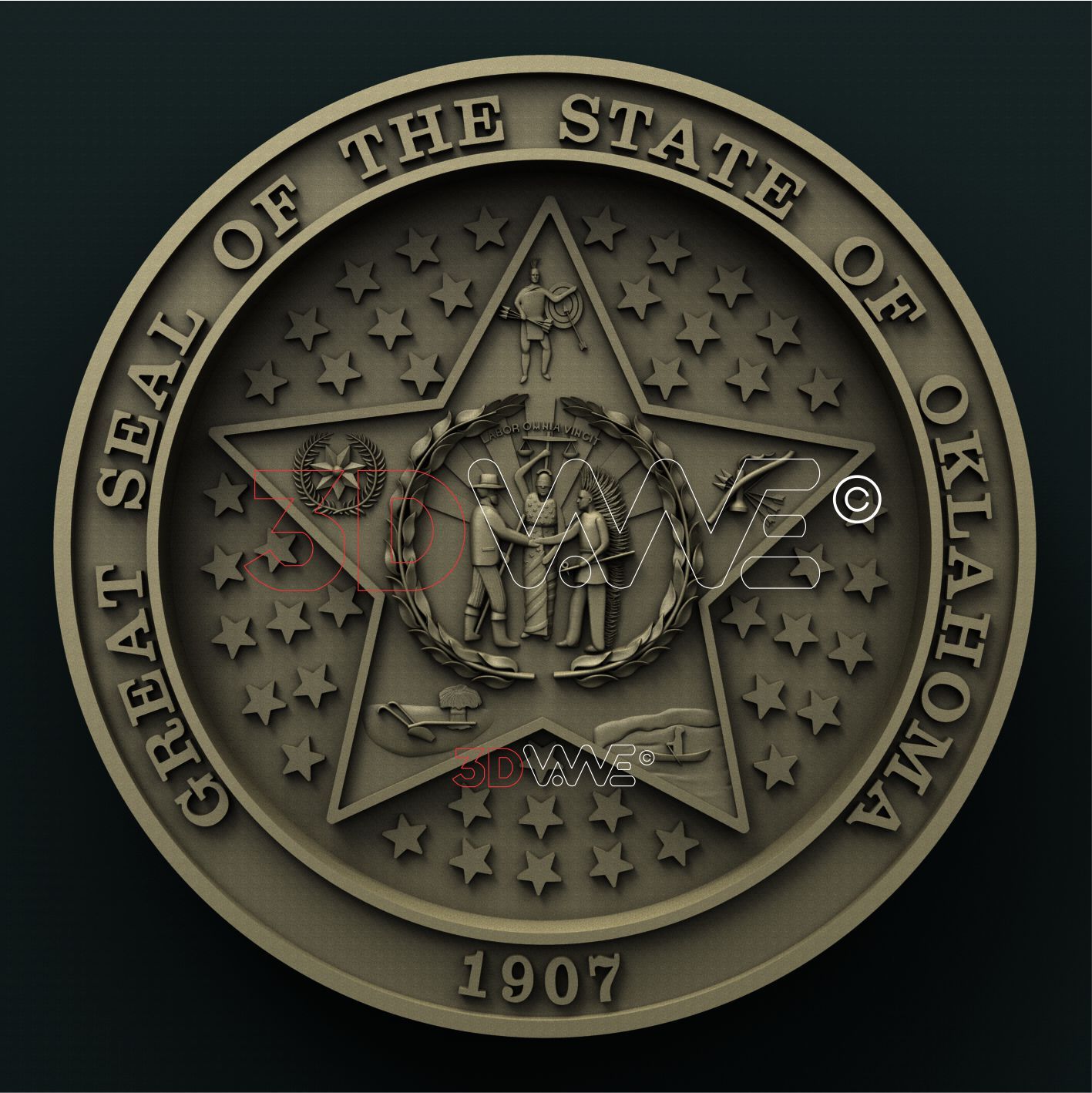 OKLAHOMA STATE SEAL 3D STL 3DWave