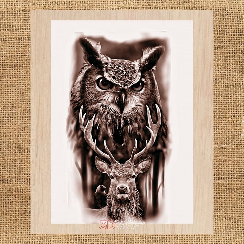 OWL AND DEER pyroprinter and laser-ready files 3DWave.us