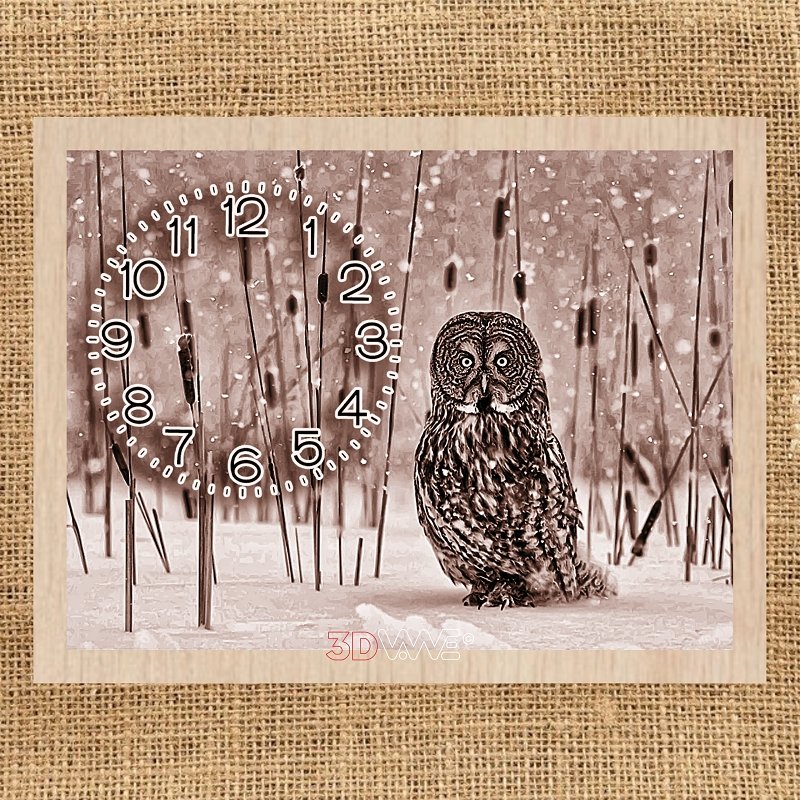 OWL CLOCK pyroprinter & laser-ready file 3DWave.us