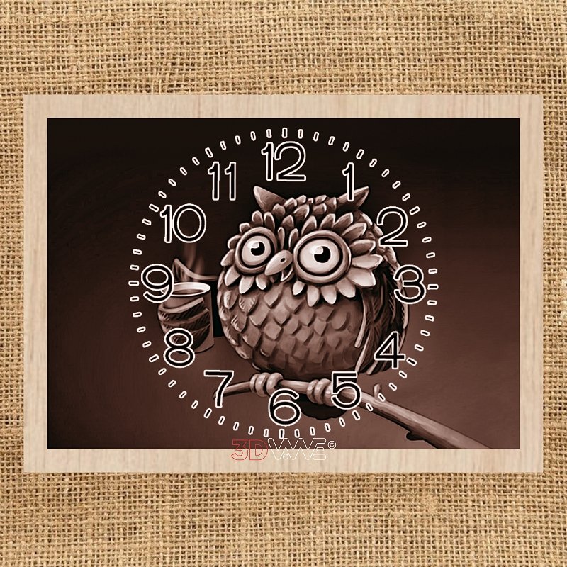 OWL CLOCK pyroprinter & laser-ready file 3DWave.us
