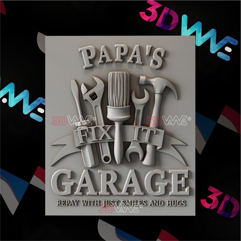 PAPA'S GARAGE SIGN 3d stl 3DWave.us