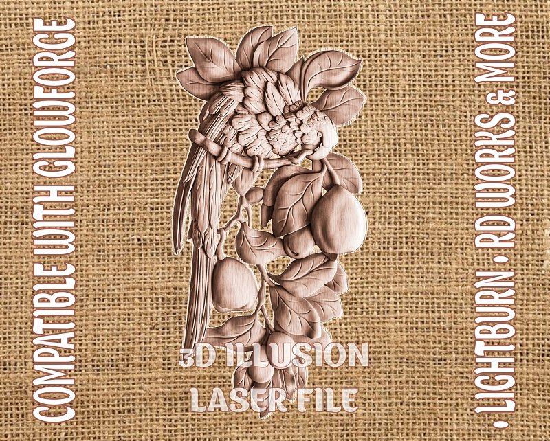 PARROT 3d illusion & laser-ready file 3DWave.us