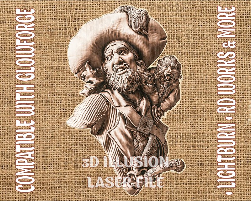 Pirate 3d illusion & laser-ready files - 3DWave.us