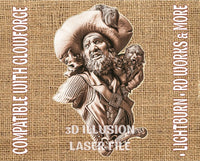 Thumbnail for Pirate 3d illusion & laser-ready files - 3DWave.us