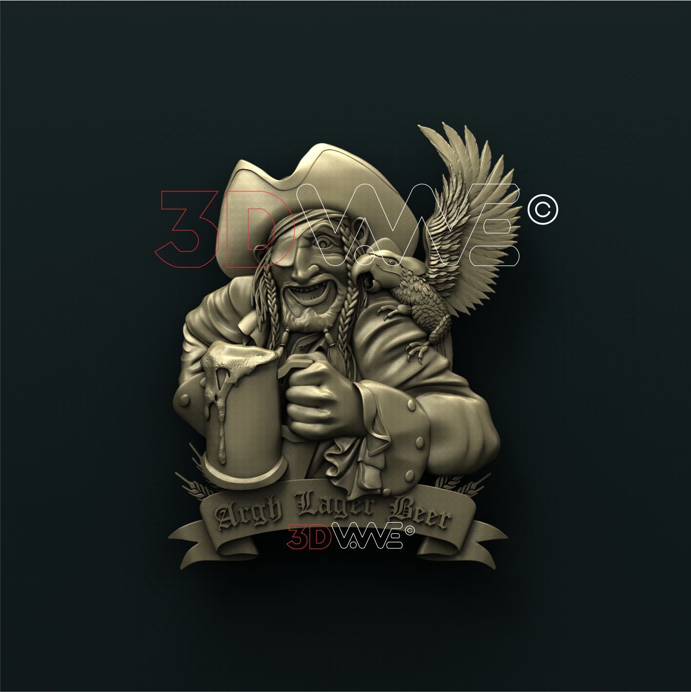PIRATE BEER SIGN 3d stl 3DWave