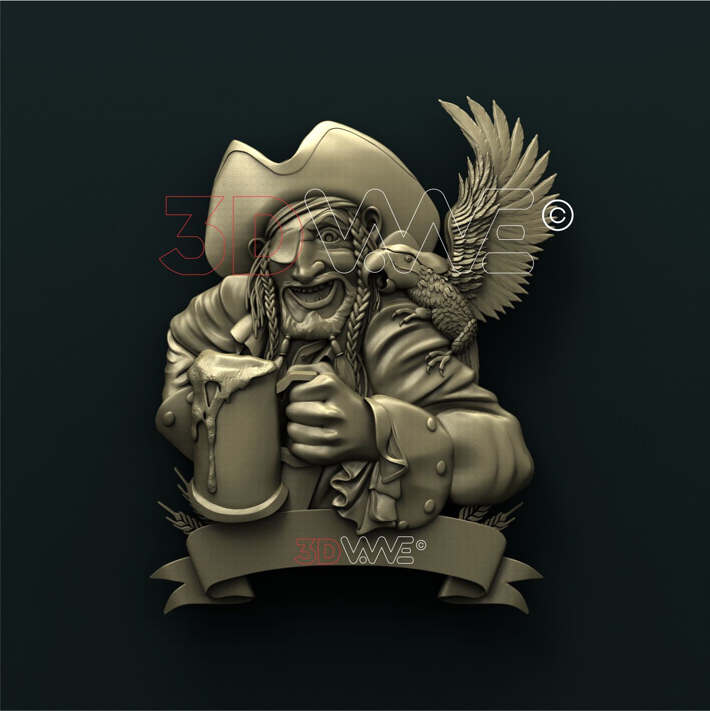 PIRATE BEER SIGN 3d stl 3DWave