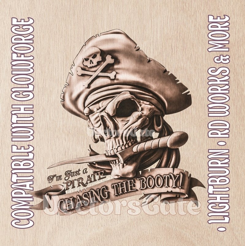 PIRATE SKULL 3d illusion & laser -ready file 3DWave.us