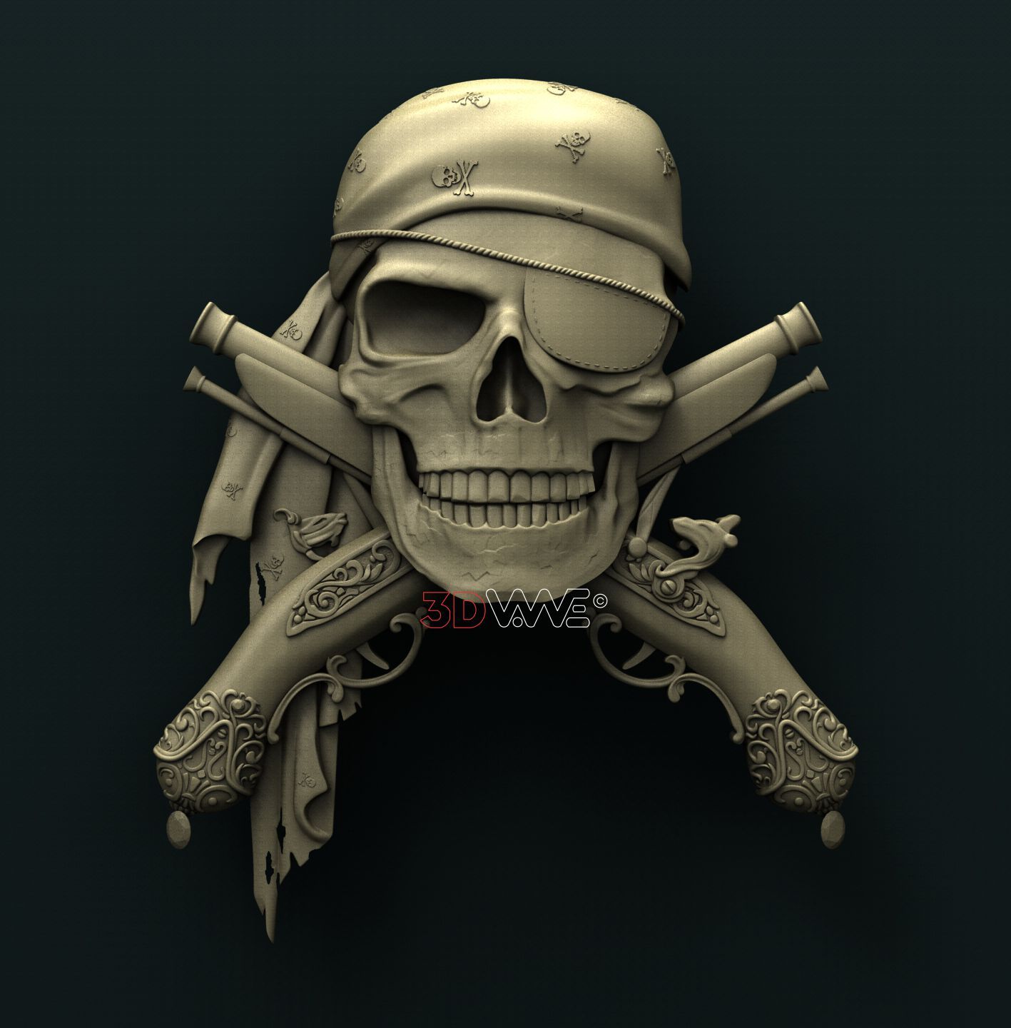 PIRATE SKULL 3D STL 3DWave