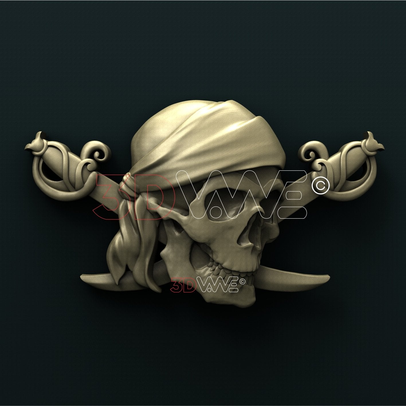 PIRATE SKULL 3D STL 3DWave
