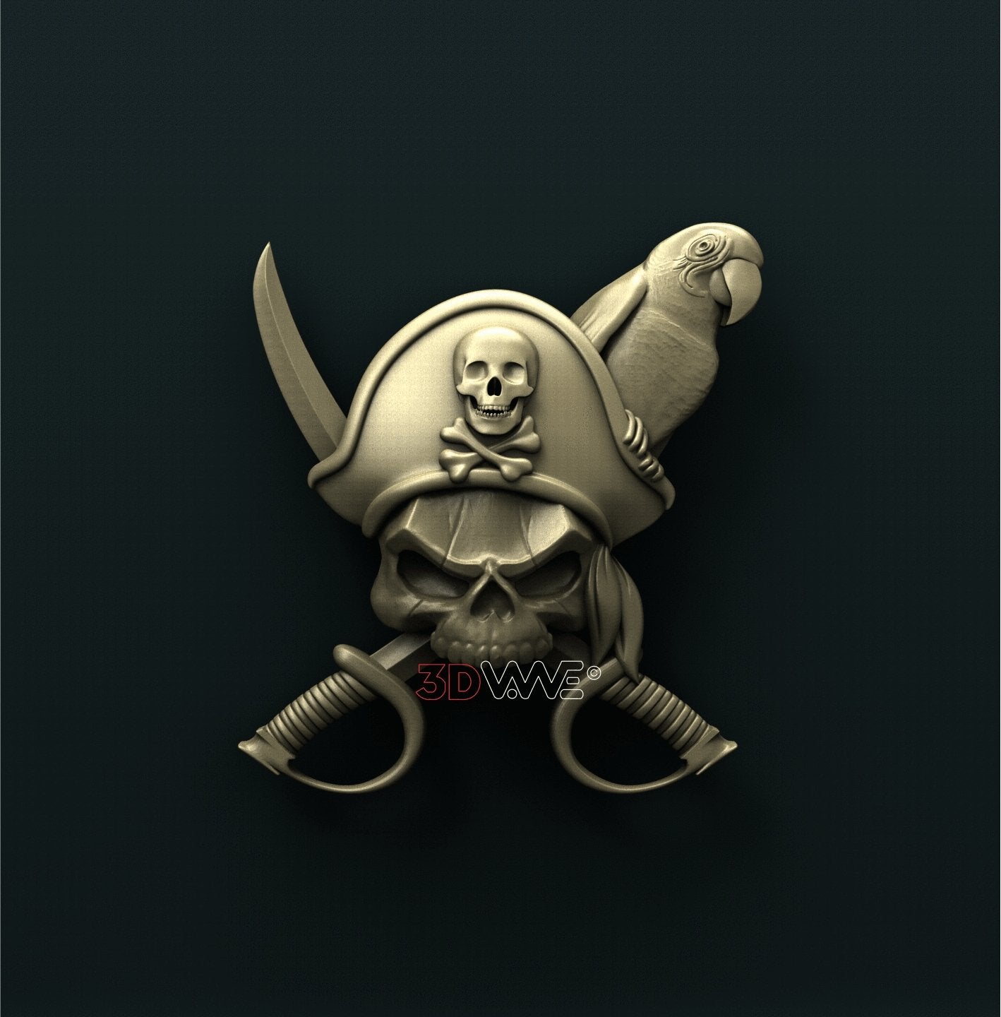 PIRATE SKULL 3D STL 3DWave