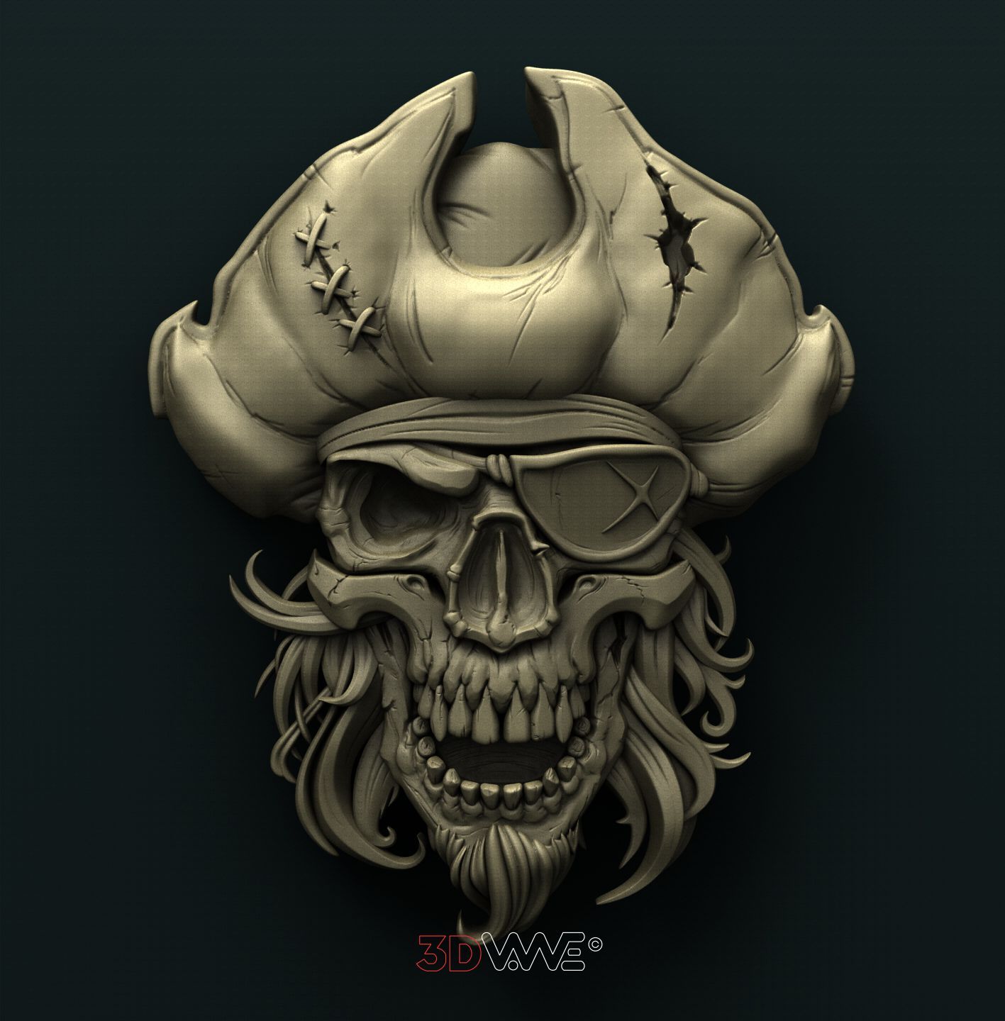 PIRATE SKULL 3D STL 3DWave