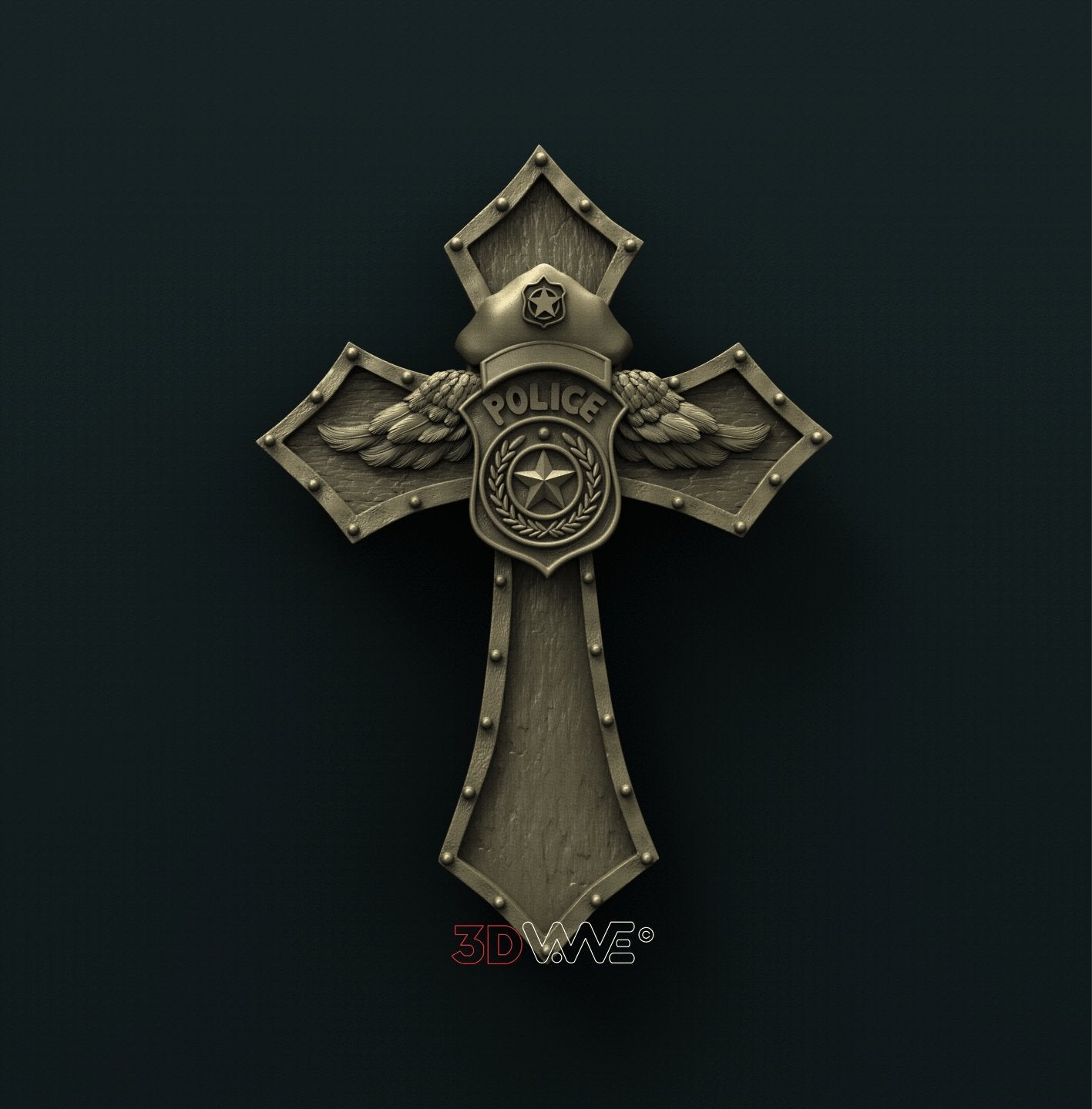 POLICE CROSS 3D STL - - 3DWave.us
