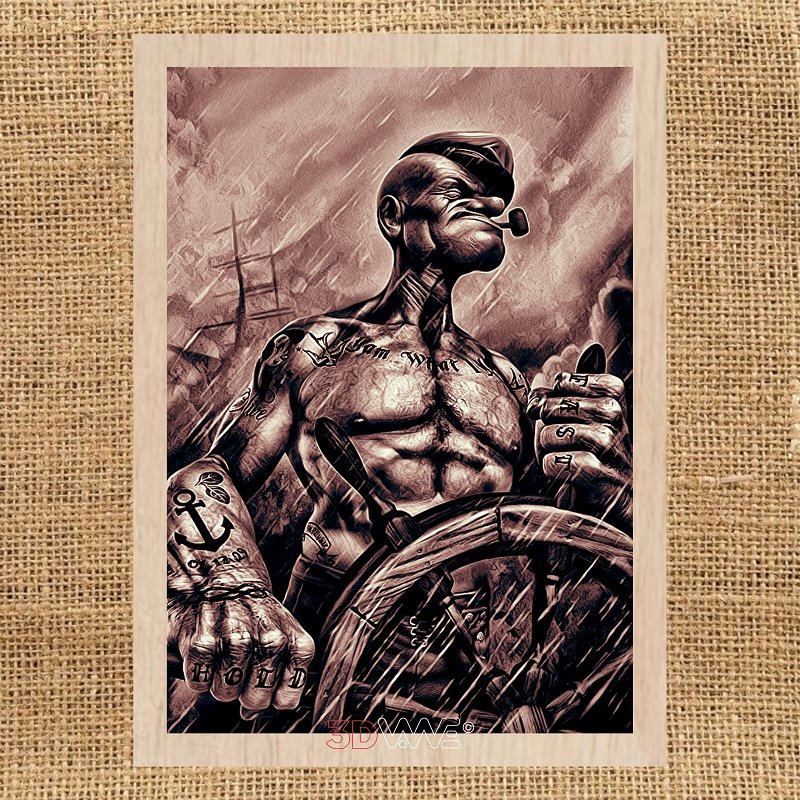 POPEYE THE SAILOR laser-ready grayscale file 3DWave.us