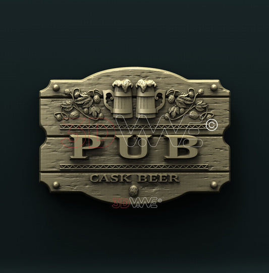 PUB SIGN 3D STL 3DWave