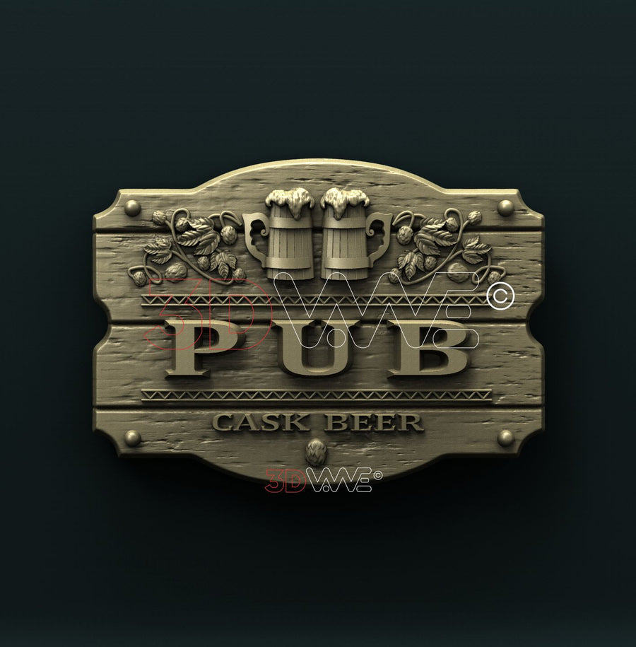 PUB SIGN 3D STL 3DWave
