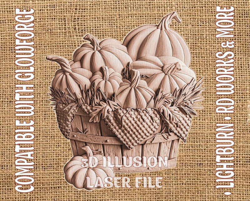 Pumpkins 3d illusion & laser-ready files 3DWave.us