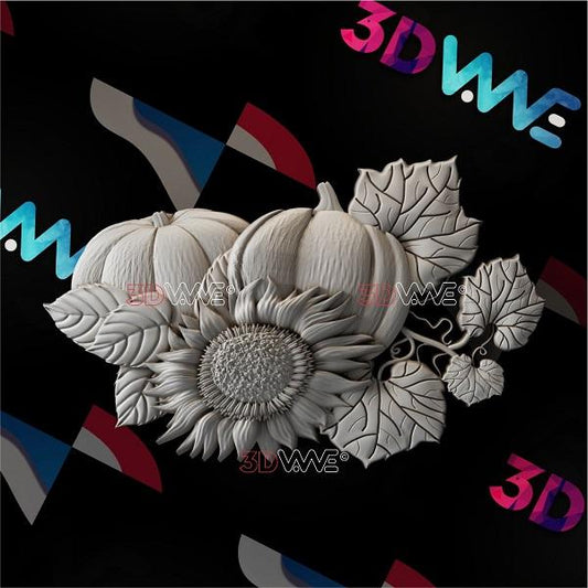 PUMPKINS AND SUNFLOWER 3d stl 3DWave.us