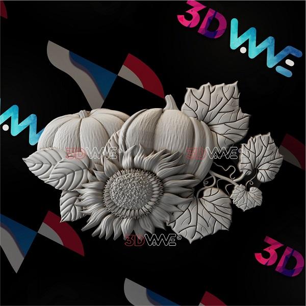 PUMPKINS AND SUNFLOWER 3d stl 3DWave.us
