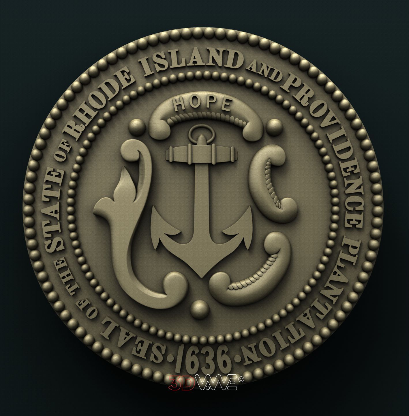 RHODE ISLAND STATE SEAL 3D STL 3DWave