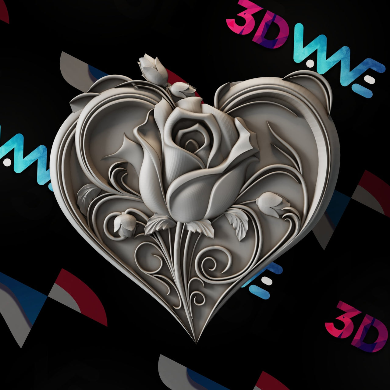 Rose Heart 3d stl - 3DWave.us