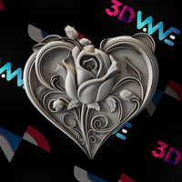 Thumbnail for Rose Heart 3d stl - 3DWave.us