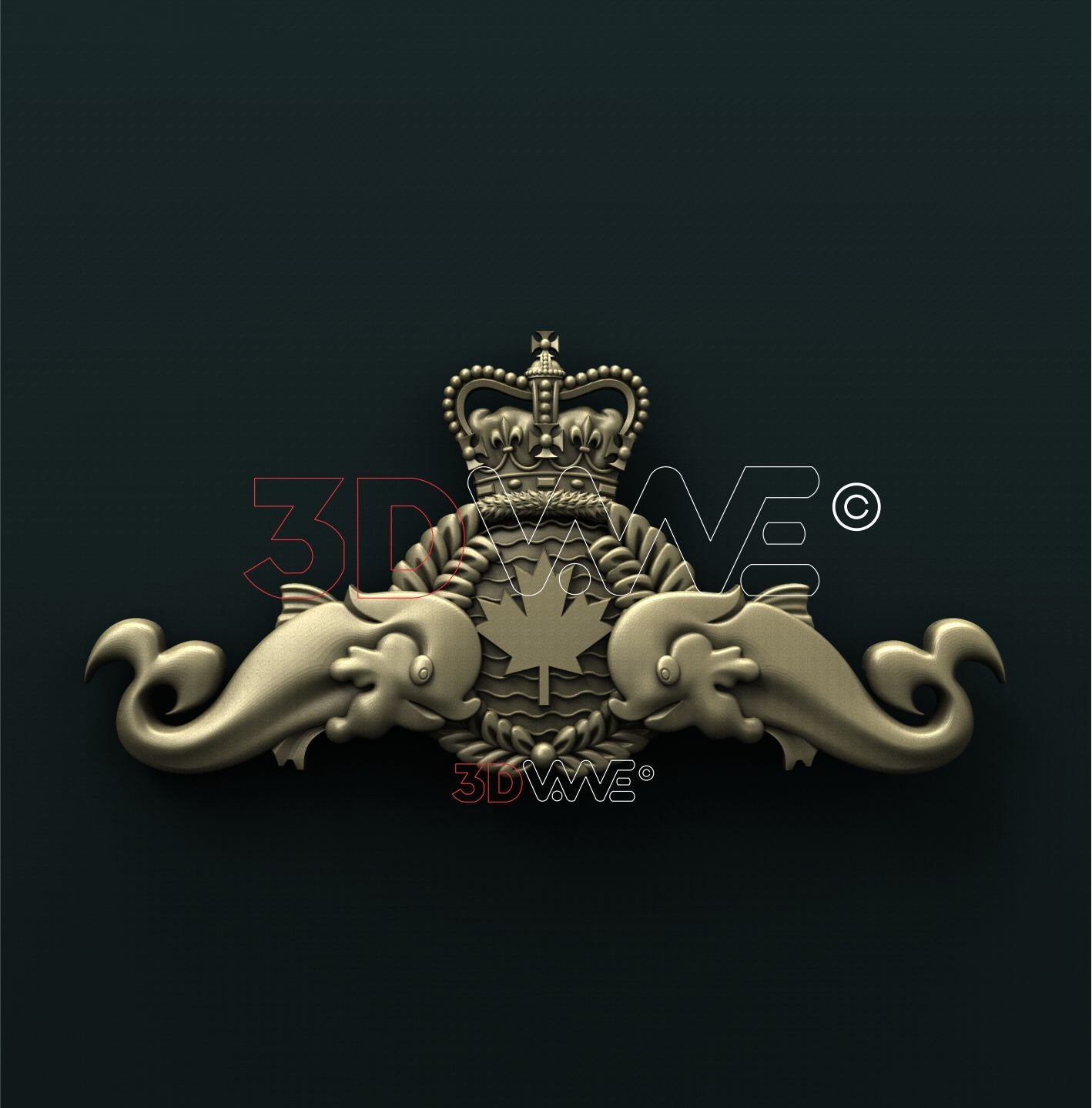ROYAL CANADIAN NAVY SUBMARINER BADGE 3D STL 3DWave