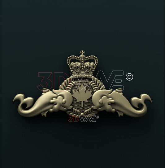 ROYAL CANADIAN NAVY SUBMARINER BADGE 3D STL 3DWave