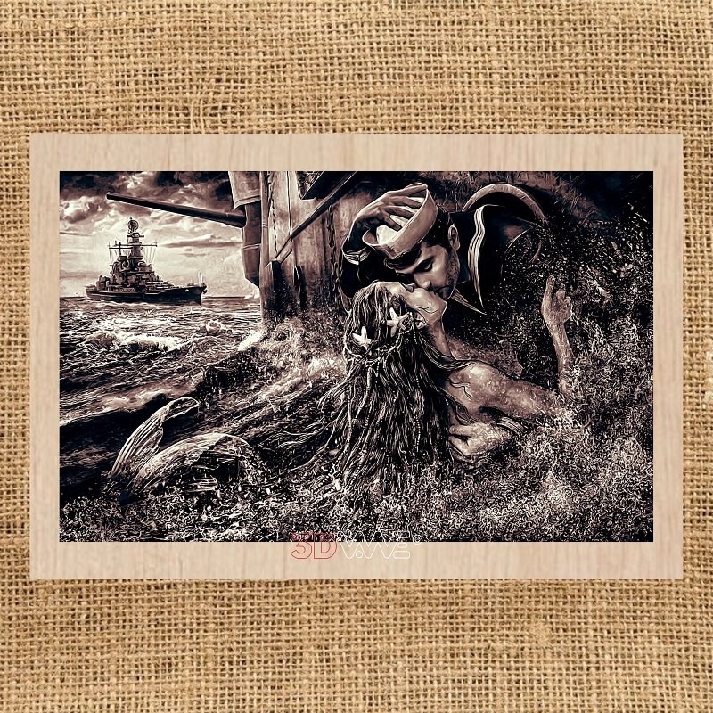 SAILOR AND MERMAID laser-ready grayscale file 3DWave.us