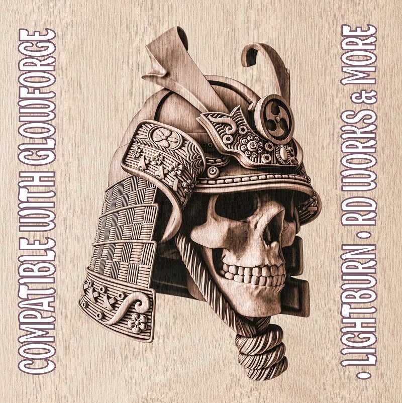 SAMURAI SKULL 3d illusion & laser - ready file 3DWave.us