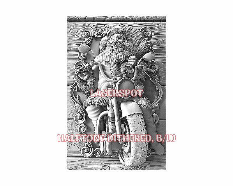 Santa biker 3d illusion & laser-ready files - 3DWave.us