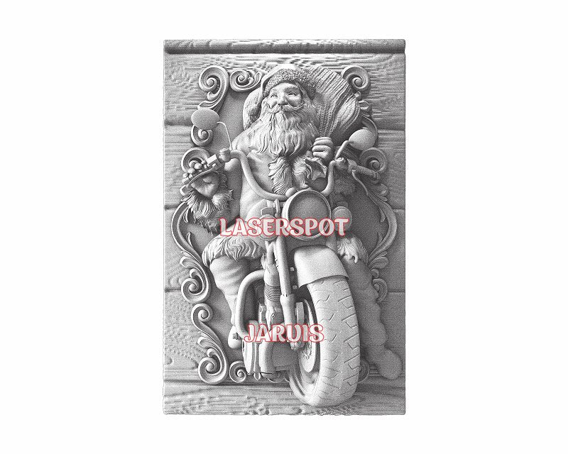 Santa biker 3d illusion & laser-ready files - 3DWave.us