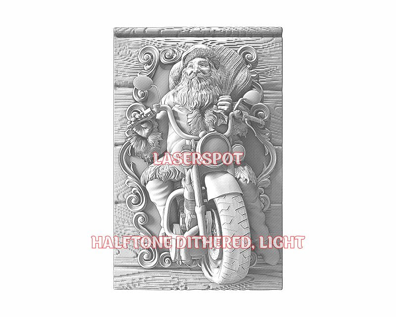 Santa biker 3d illusion & laser-ready files - 3DWave.us
