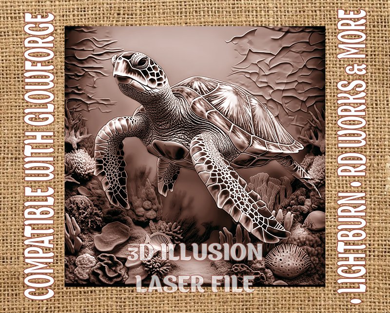 Sea turtle 3d illusion & laser-ready files - 3DWave.us