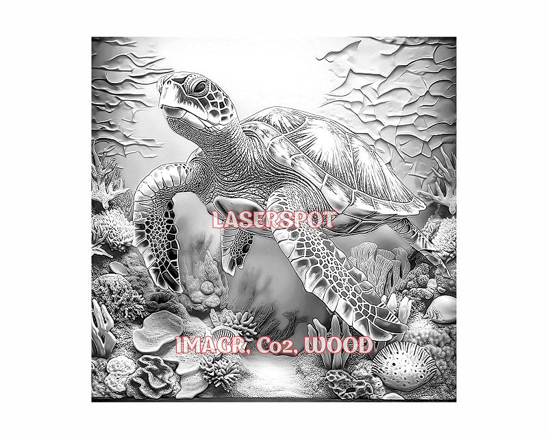 Sea turtle 3d illusion & laser-ready files - 3DWave.us