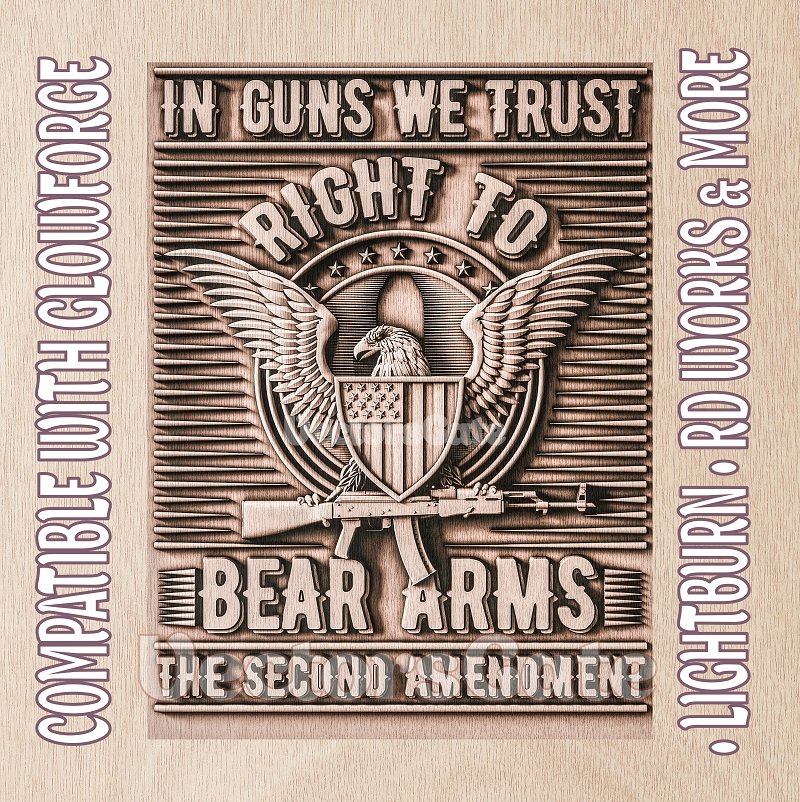 SECOND AMENDMENT 3d illusion & laser - ready file 3DWave.us