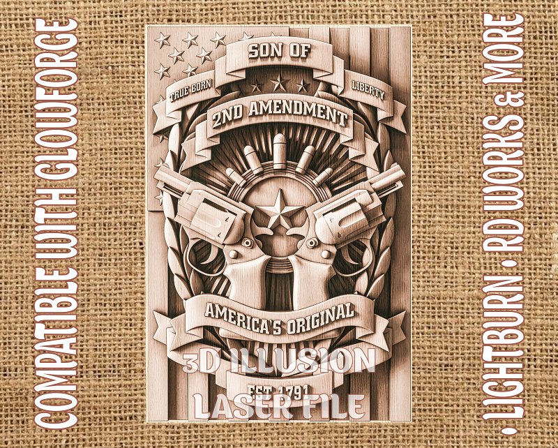 Second amendment 3d illusion & laser-ready files - 3DWave.us