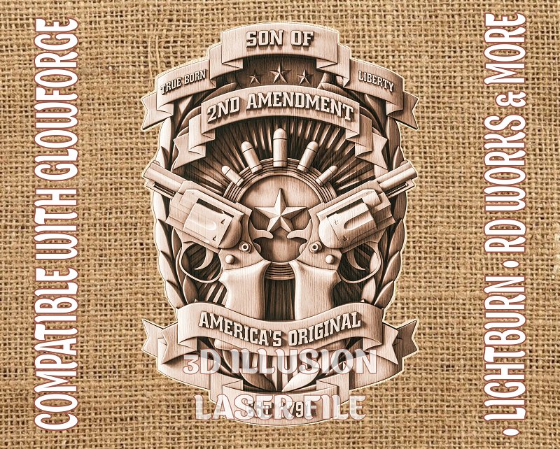 Second amendment 3d illusion & laser-ready files - 3DWave.us