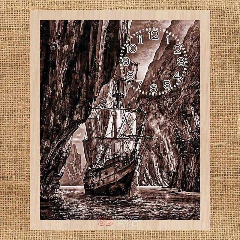 SHIP CLOCK pyroprinter & laser-ready file 3DWave.us