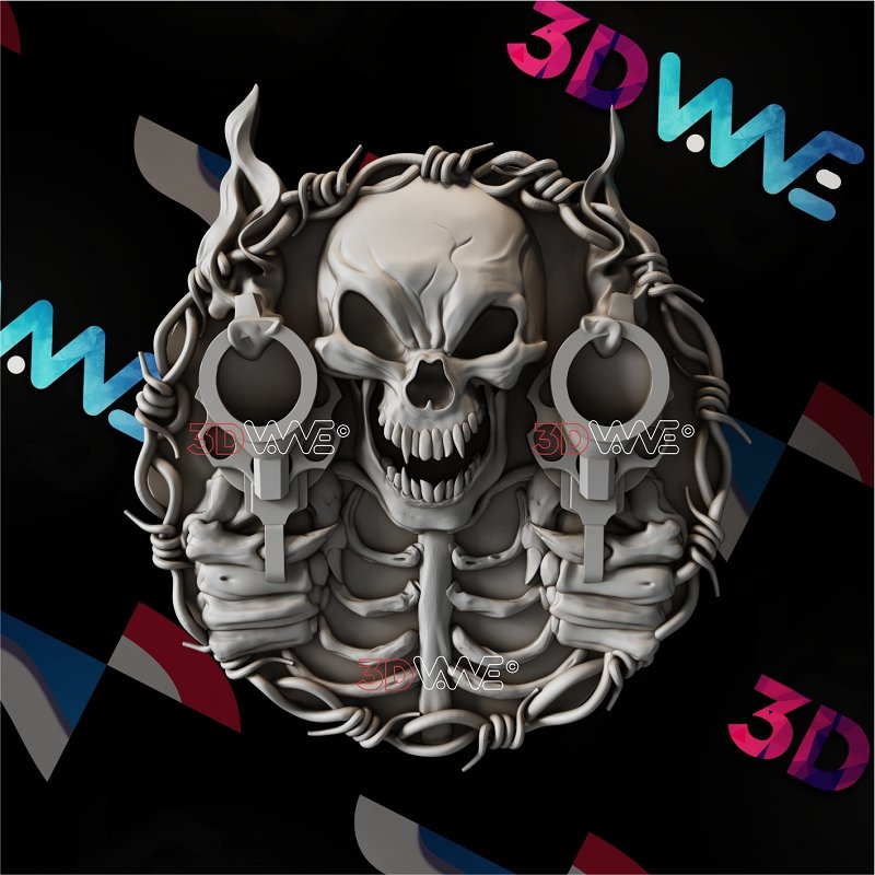SHOOTING SKULL 3d stl 3DWave.us