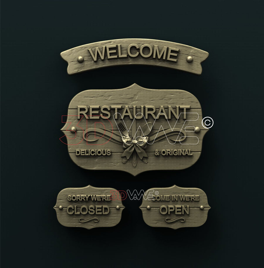SHOP SIGNS SET 3D STL 3DWave