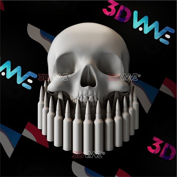 SKULL AND BULLETS 3d stl 3DWave.us