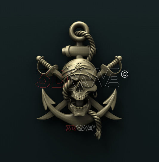 SKULL AT ANCHOR 3D STL 3DWave