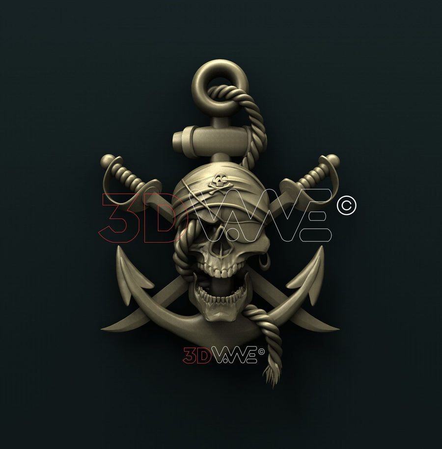 SKULL AT ANCHOR 3D STL 3DWave